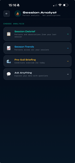 Tacktiq Session Analyst — AI session debrief, season trends and pre-sail briefing